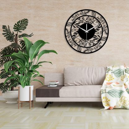 Unique Floral Metal Wall Clock - Image 3