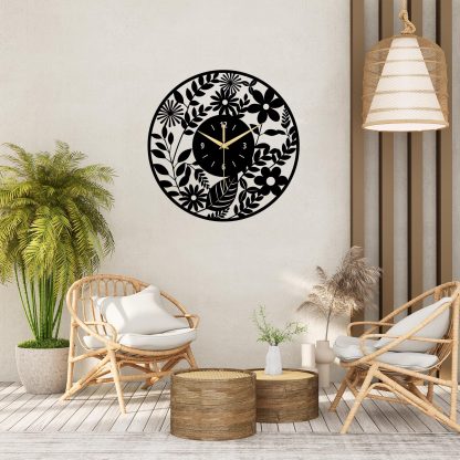 Unique Floral Metal Wall Clock - Image 4