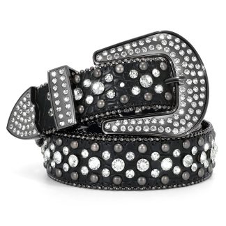 Western cowboy style denim shiny belt