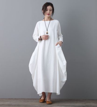White Linen Long Dress - Image 6