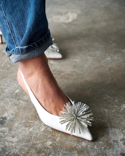White Patent Leather Slingback Heels - Image 2