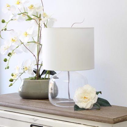 With white fabric lampshade - Image 2