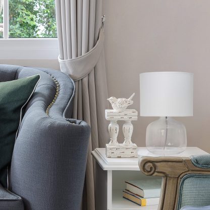 With white fabric lampshade - Image 3