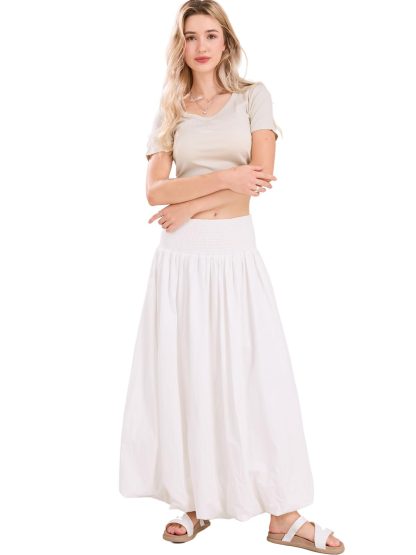 Women's A-line Flowing Floral Bud Lantern Long Skirt