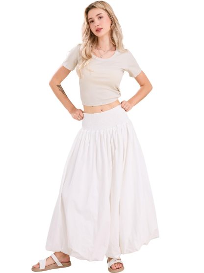 Women's A-line Flowing Floral Bud Lantern Long Skirt - Image 3