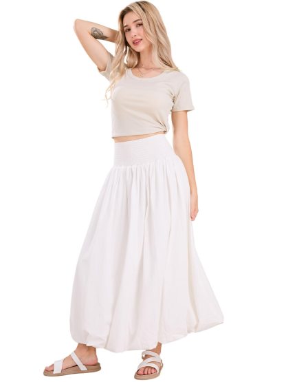 Women's A-line Flowing Floral Bud Lantern Long Skirt - Image 4