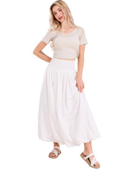 Women's A-line Flowing Floral Bud Lantern Long Skirt - Image 5