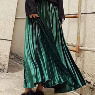 Women's Autumn and Winter Long Pleated Skirt