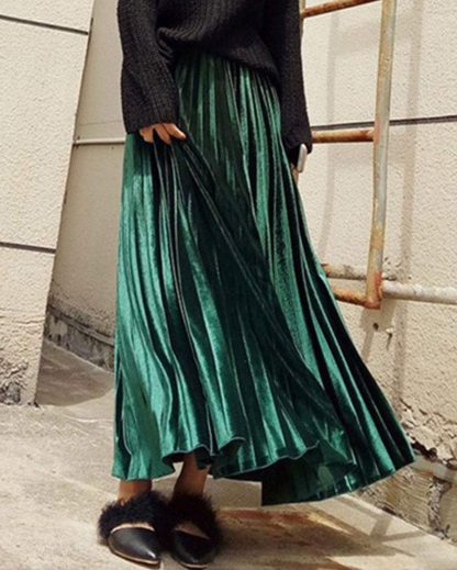 Women's Autumn and Winter Long Pleated Skirt