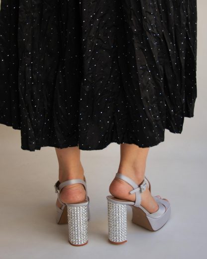 Women's Beige Satin Platform Heels - Image 2