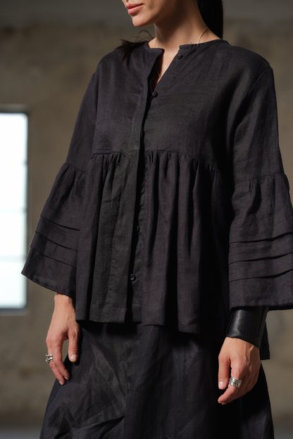 Women's Black Linen Shirt