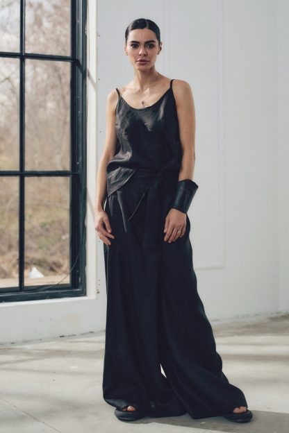 Women's Black Linen Vest