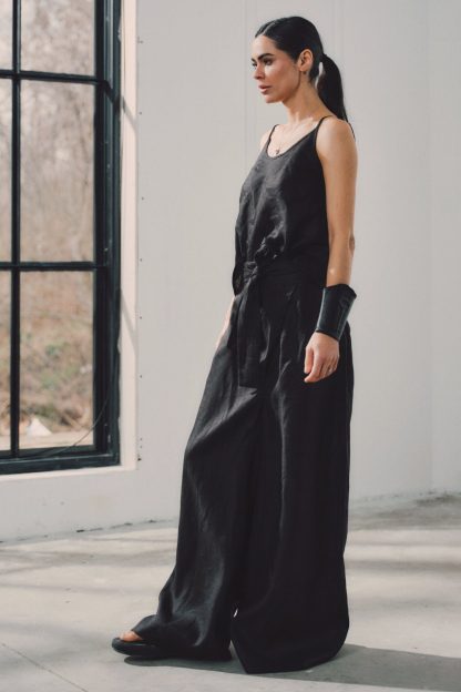 Women's Black Linen Vest - Image 3