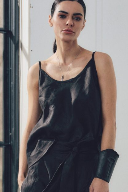 Women's Black Linen Vest - Image 4