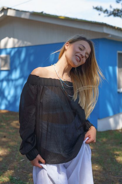 Women's Black Transparent Shirt - Image 2