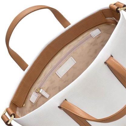 Women's Bright White Leather Zipper Crossbody Bag - Image 2