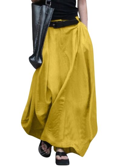 Women's Casual Loose High Waist Linen Skirt