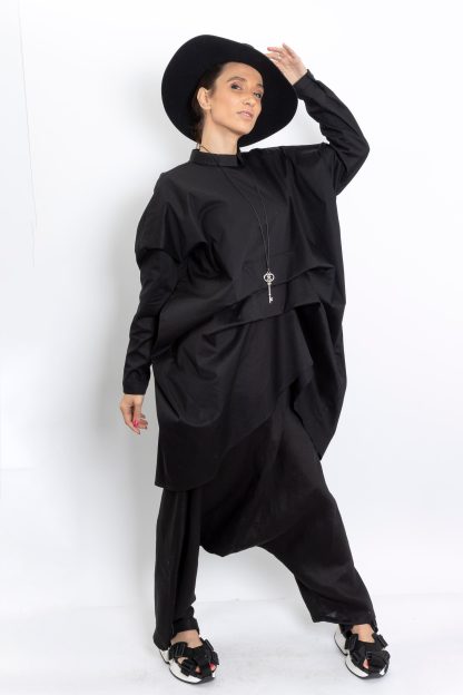 Women's Cotton Shirt Black Avant Garde Clothing - Image 4