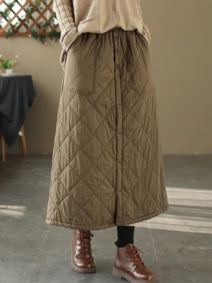 Women's Down Army Green Quilted Skirt