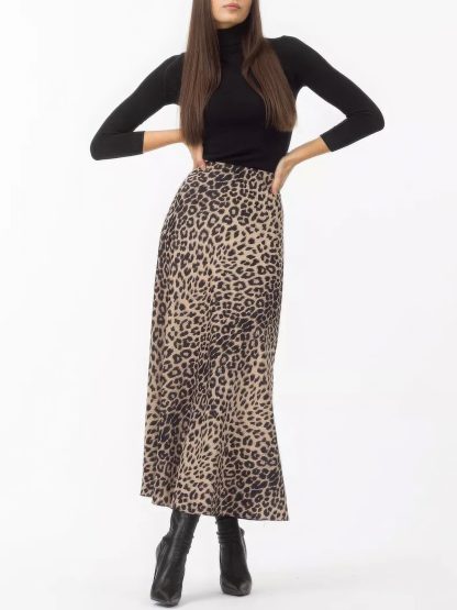 Women's Elegant Leopard Print Long Satin Dress - Image 4