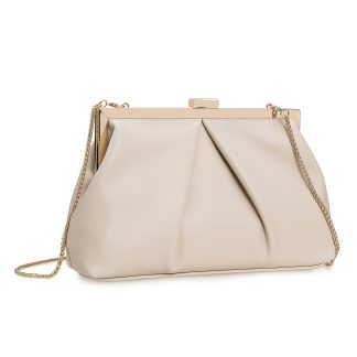 Women's Faux Leather Beige Clutch