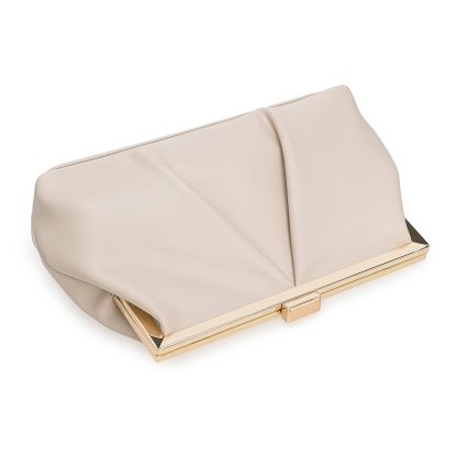 Women's Faux Leather Beige Clutch - Image 3