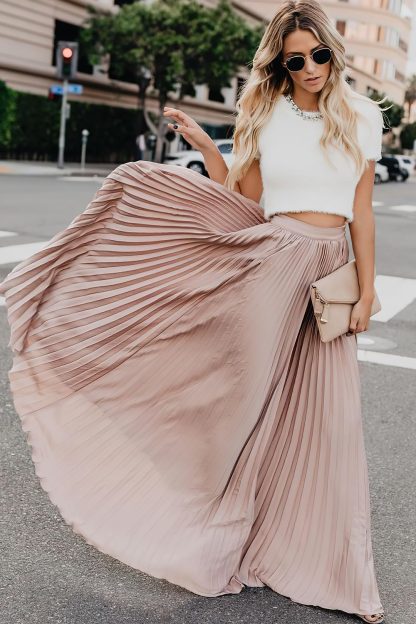Women's Flowy Pleated Chiffon Maxi Skirt - Image 4