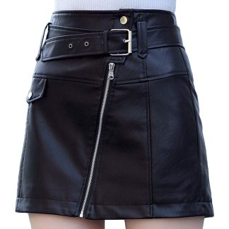 Women's High Waist Faux Leather Mini Skirt