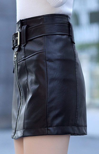 Women's High Waist Faux Leather Mini Skirt - Image 3