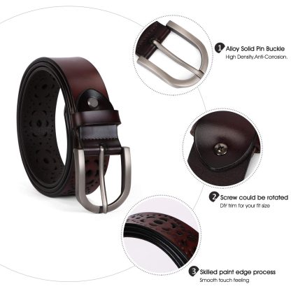 Women's Hollow Flower Leather Jeans Belt - Image 4