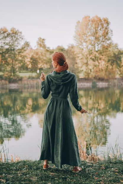Women's Hooded Linen Maxi Dress - Image 5