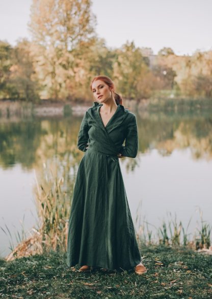 Women's Hooded Linen Maxi Dress