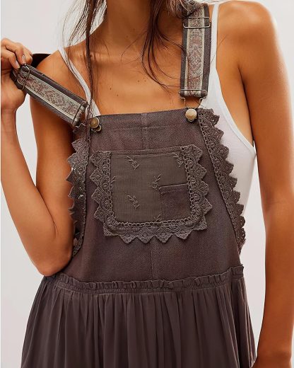 Women's Lace Embroidered Tulle Bib Dress - Image 3