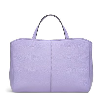 Women's Leather Open Lavender Shoulder Bag - Image 2