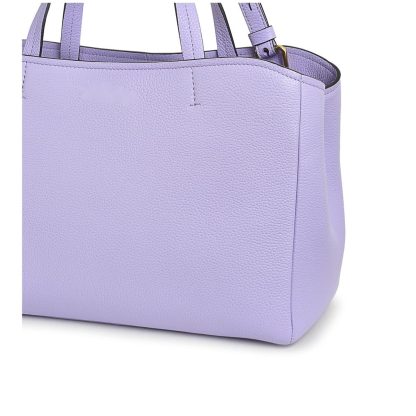 Women's Leather Open Lavender Shoulder Bag - Image 3