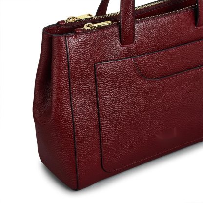 Women's Leather Zip Merlot Crossbody Bag - Image 3