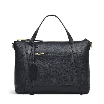 Women's Leather Zipper Black Crossbody Bag