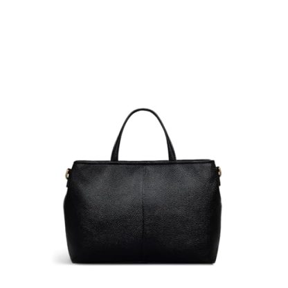 Women's Leather Zipper Black Crossbody Bag - Image 4