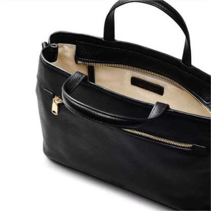 Women's Leather Zipper Black Crossbody Bag - Image 3