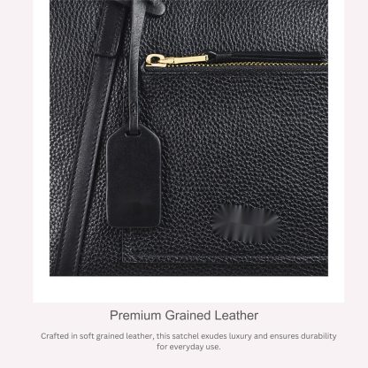 Women's Leather Zipper Black Crossbody Bag - Image 4