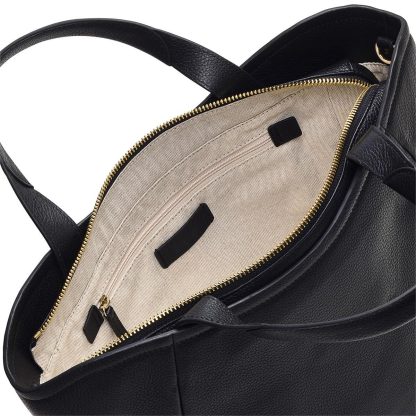 Women's Leather Zipper Black Crossbody Bag - Image 4