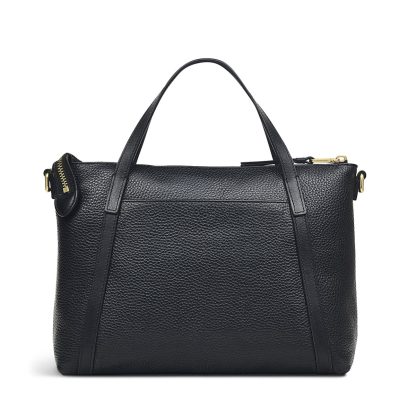 Women's Leather Zipper Black Crossbody Bag - Image 2