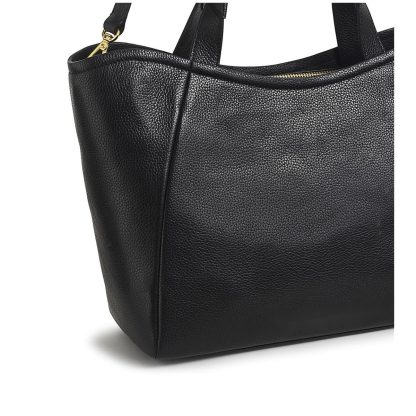 Women's Leather Zipper Black Crossbody Bag - Image 3