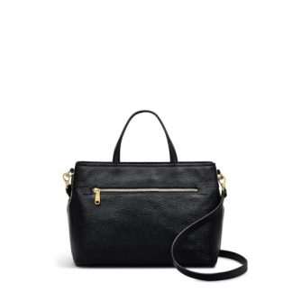 Women's Leather Zipper Black Crossbody Bag