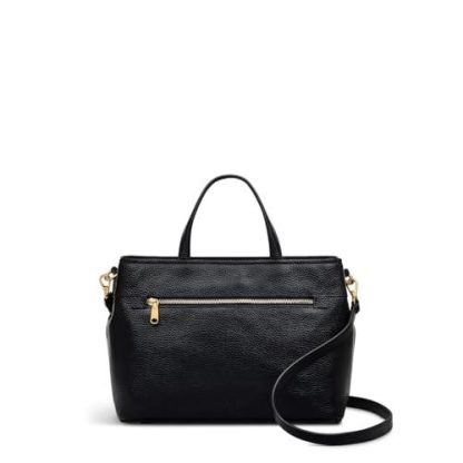 Women's Leather Zipper Black Crossbody Bag