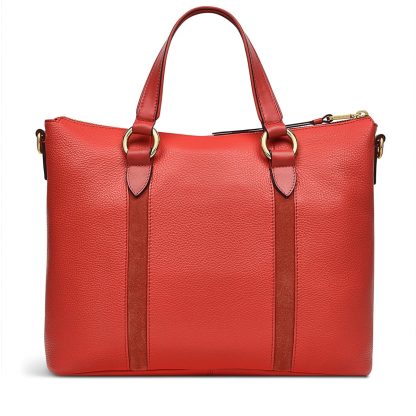 Women's Leather Zipper Red Crossbody Bag - Image 2