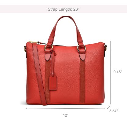 Women's Leather Zipper Red Crossbody Bag - Image 4