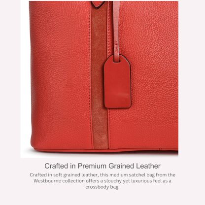 Women's Leather Zipper Red Crossbody Bag - Image 3