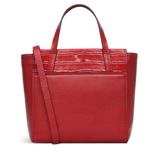 Women's Leather Zippered Dark Red Satchel Bag
