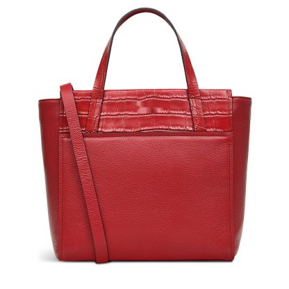 Women's Leather Zippered Dark Red Satchel Bag